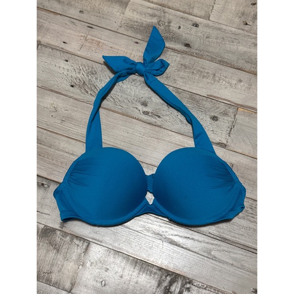 PINK Victoria's Secret Other - Victoria's Secret Teal Blue Push Up Halter Top Underwire Swimwear Small